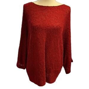 BOHO, Baggy, Oversized, 3/4 Sleeve, Red sweater , No Brand, 2XL,Logan Look,Baggy